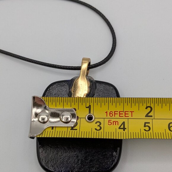 Fused Glass Dichroic Necklace, Pendant, Black Cord, 18", Multicolor - Picture 7 of 10